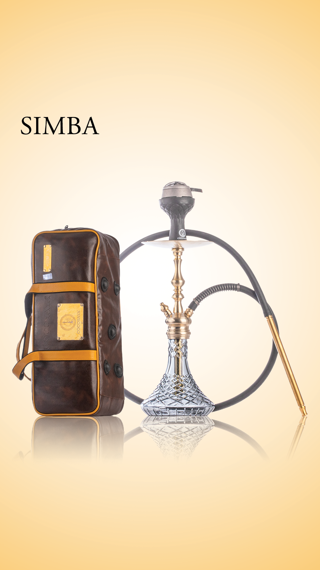 COCOYAYA Simba Hookah with Bag - Champagne Stem / Transparent Base