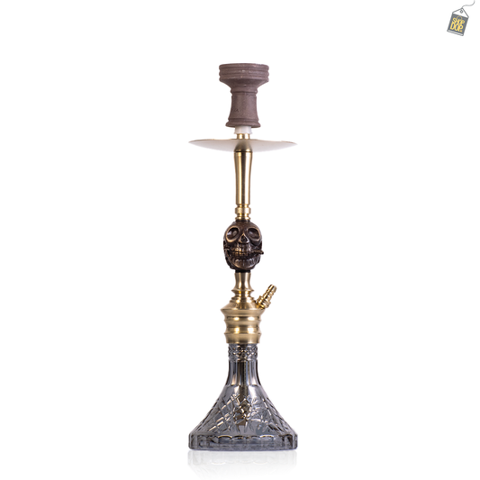 COCOYAYA Skull Dusk Bohemian Hookah - Gold Stem / Grey Base