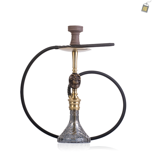 COCOYAYA Skull Bohemian Hookah - Gold Stem / Grey Base