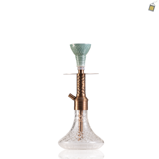 Dark Knight Slash Hookah with Bag - Bronze Stem / Transparent Base