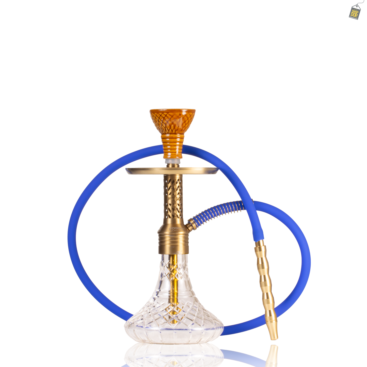 Dark Knight Slash Hookah with Bag - Gold Stem / Transparent Base