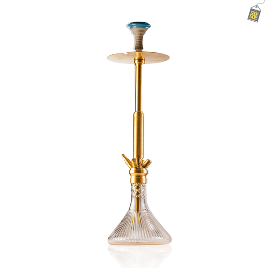 COCOYAYA King Series Spiral Hookah - Gold Stem / Transparent Line Base