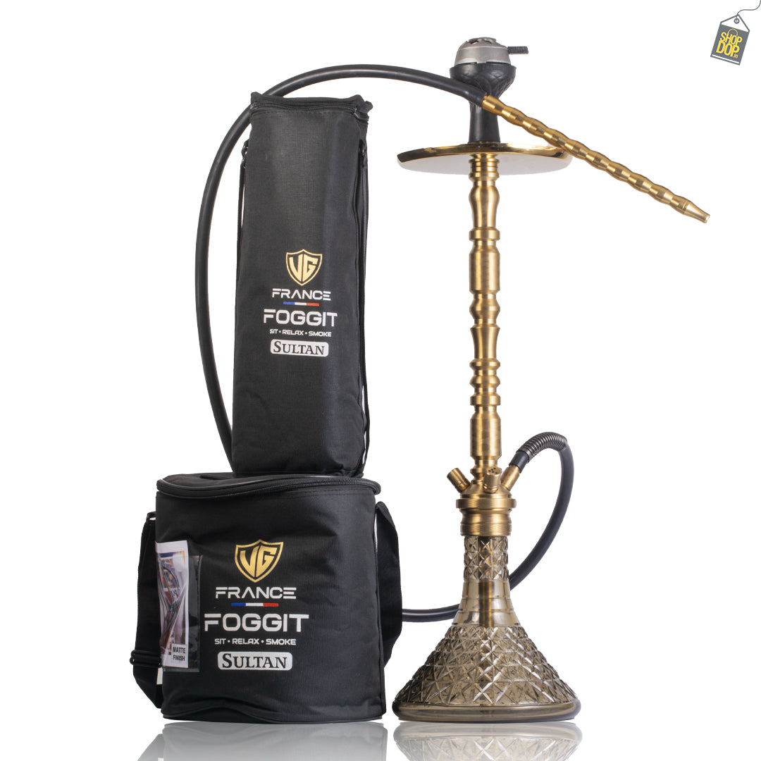 Sultan Igor Hookah with 2 Bags - Grey Base / Gold Stem