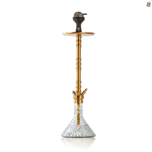 Sultan Arthur Hookah with 2 Bags - Gold Stem / Transparent Base