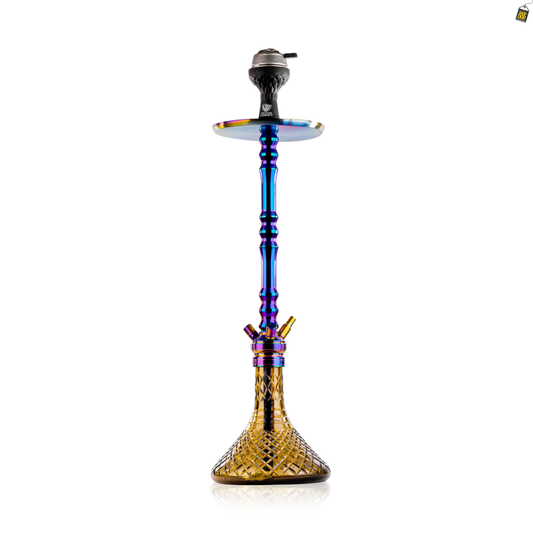 Sultan Arthur Hookah with 2 Bags - Rainbow Stem / Bronze Base