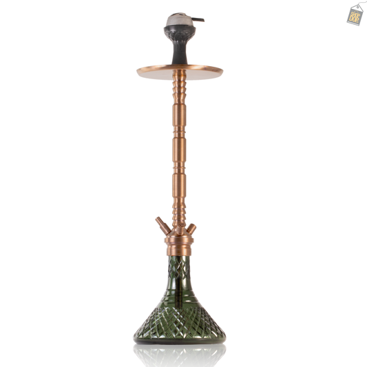 Sultan Evans Hookah with 2 Bags - Bronze Stem / Emerald Green Base