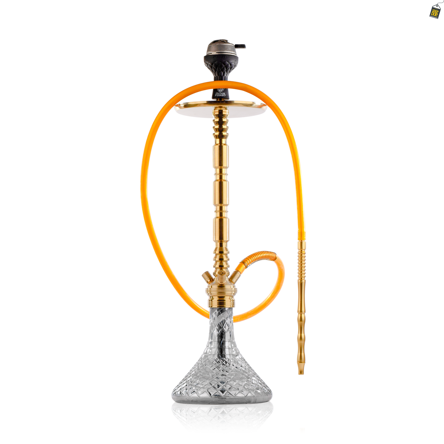 Sultan Igor Hookah with 2 Bags - Gold Stem / Emerald Green Base