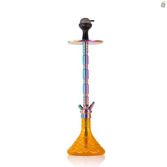 Sultan Evans Hookah with 2 Bags - Amber Base / Rainbow Stem
