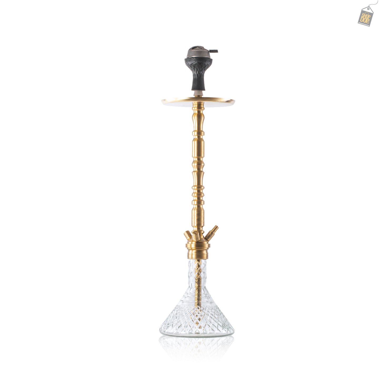 Sultan Igor Hookah with 2 Bags - Transparent Base / Gold Stem