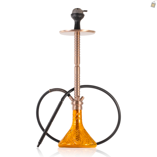 Sultan Heygan Hookah with 2 Bags - Amber Base / Bronze Stem