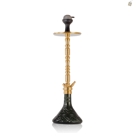 Sultan Igor Hookah with 2 Bags - Gold Stem / Emerald Green Base