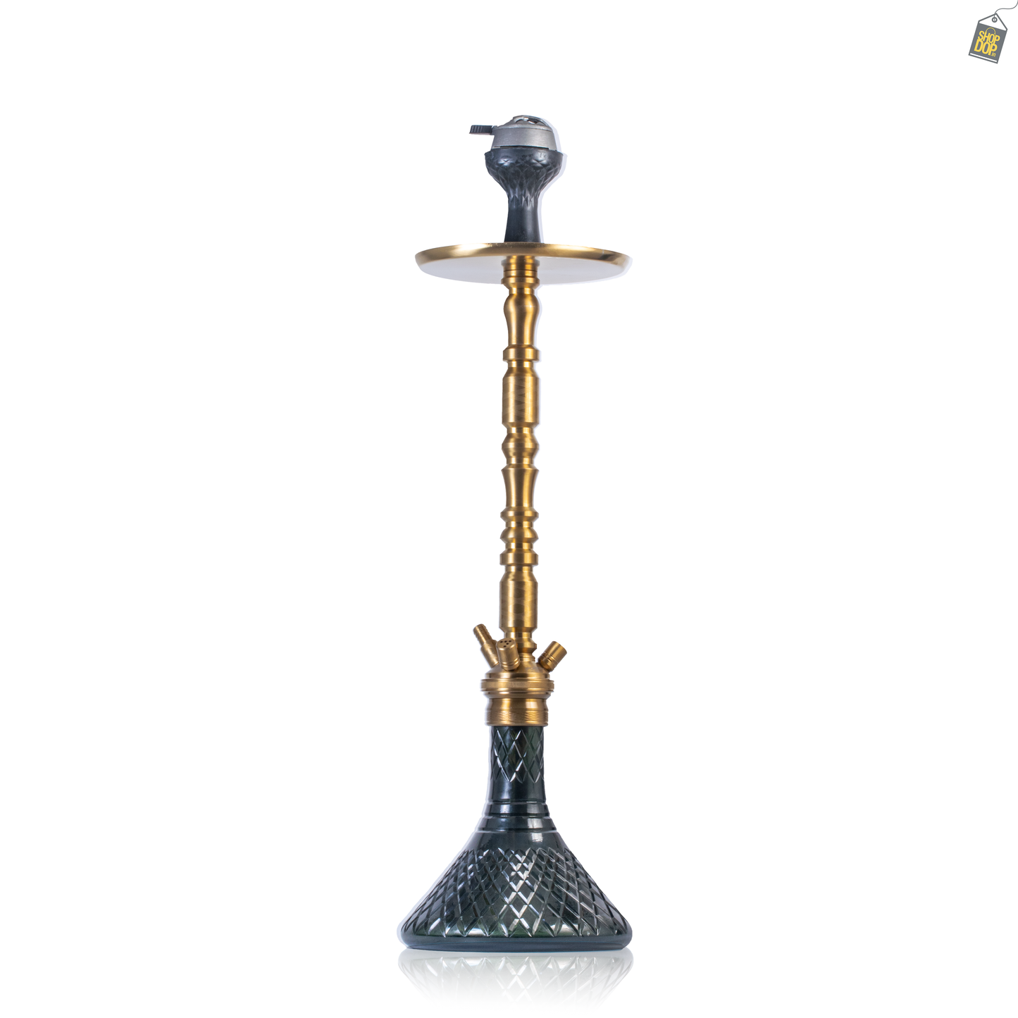Sultan Igor Hookah with 2 Bags - Black Base / Gold Stem