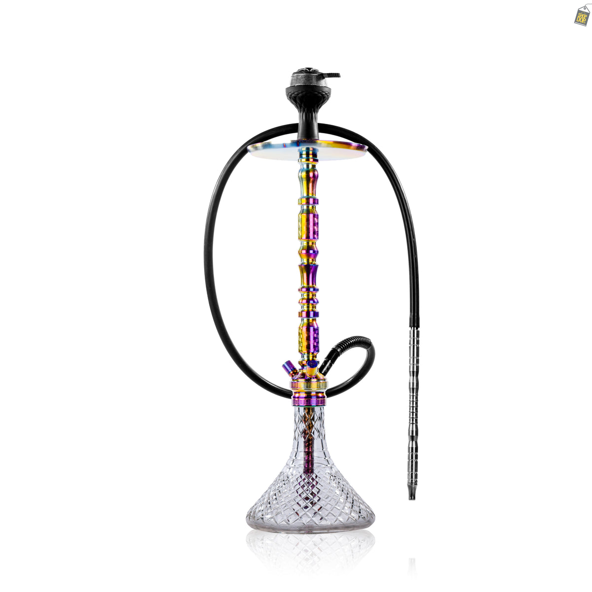 Sultan Igor Hookah with 2 Bags - Rainbow Stem / Transparent Base