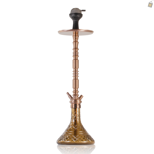 Sultan Orchan Hookah with 2 Bags - Bronze Stem / Brown Base