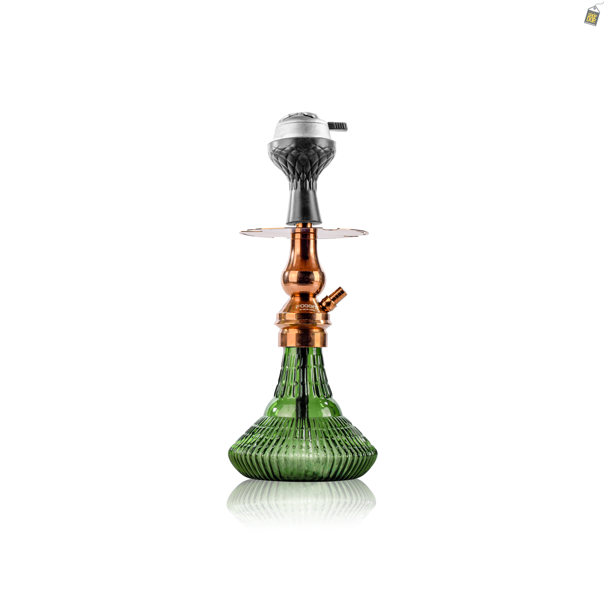 Treasure Hookah - Bronze Stem / Emerald Green Ribbed Base