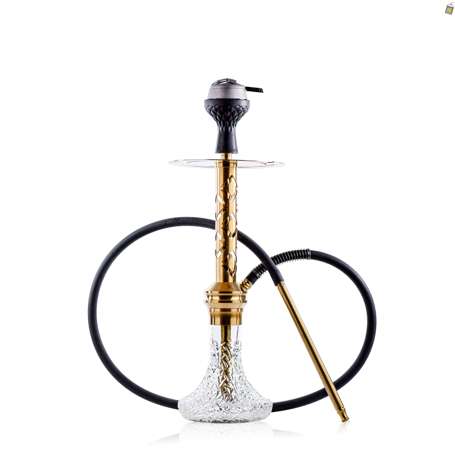 COCOYAYA Valeria Carter Hookah with Bag - Gold Stem / Transparent Base