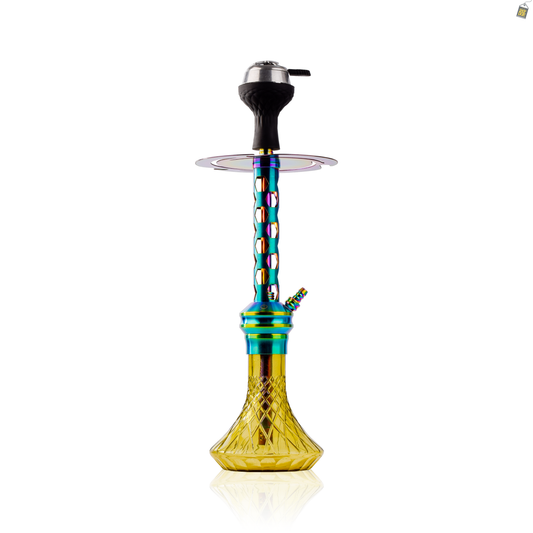 COCOYAYA Valeria Hexa Hookah with Bag - Rainbow Stem / Light Yellow Base