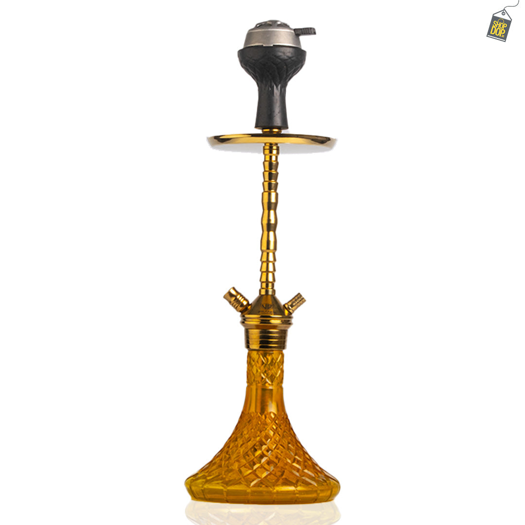 Fighter Ladder Hookah - Gold Stem / Amber Base