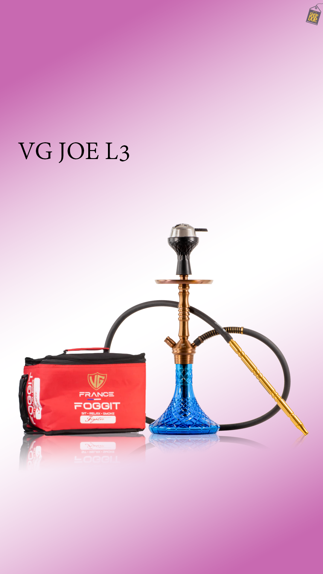 VG Joe L3 Hookah with Bag - Bronze Stem / Blue Base