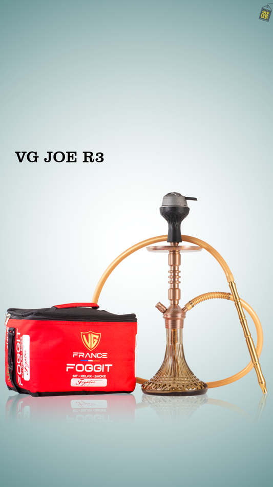 VG Joe R3 Hookah with Bag - Brown Stem / Grey Line Base