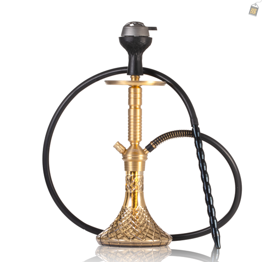 VG Joe Heygan Hookah with Bag - Gold Stem / Grey Base