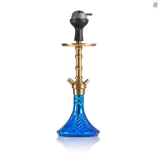 VG Joe Ladder Hookah with Bag - Gold Stem / Blue Base