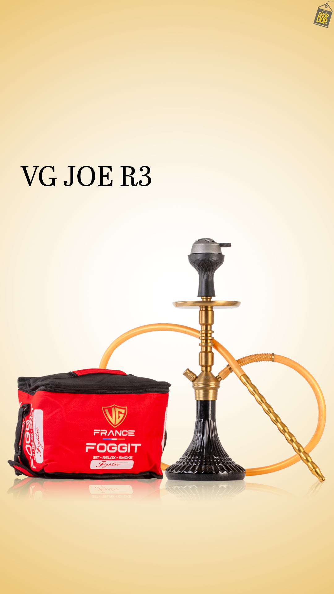 VG Joe R3 Hookah with Bag - Gold Stem / Black Line Base