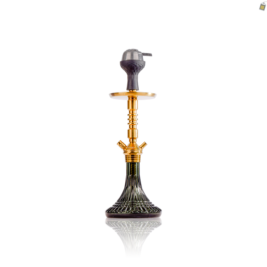 VG Joe R3 Hookah with Bag - Gold Stem / Emerald Green Line Base