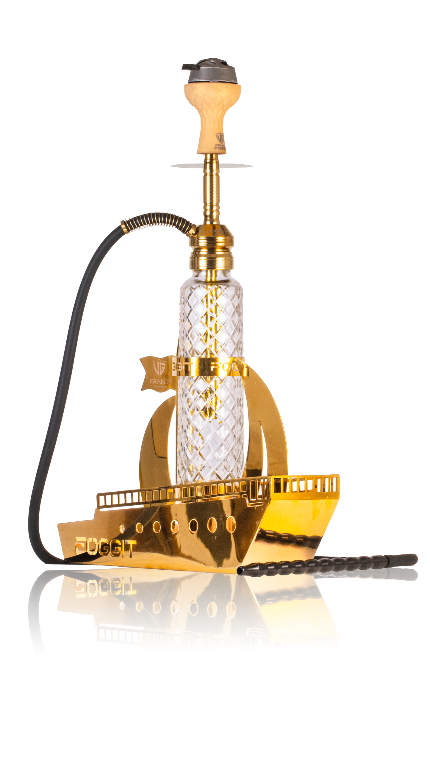 VG France Warship Hookah with LED Light - Gold