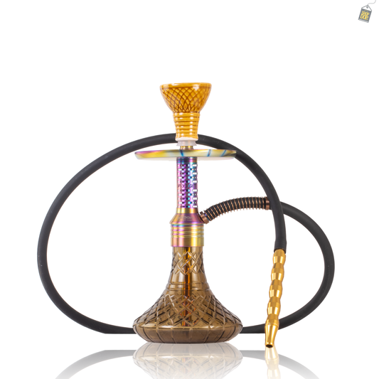 Dark Knight Zipper Hookah with Bag - Rainbow Stem / Grey Base