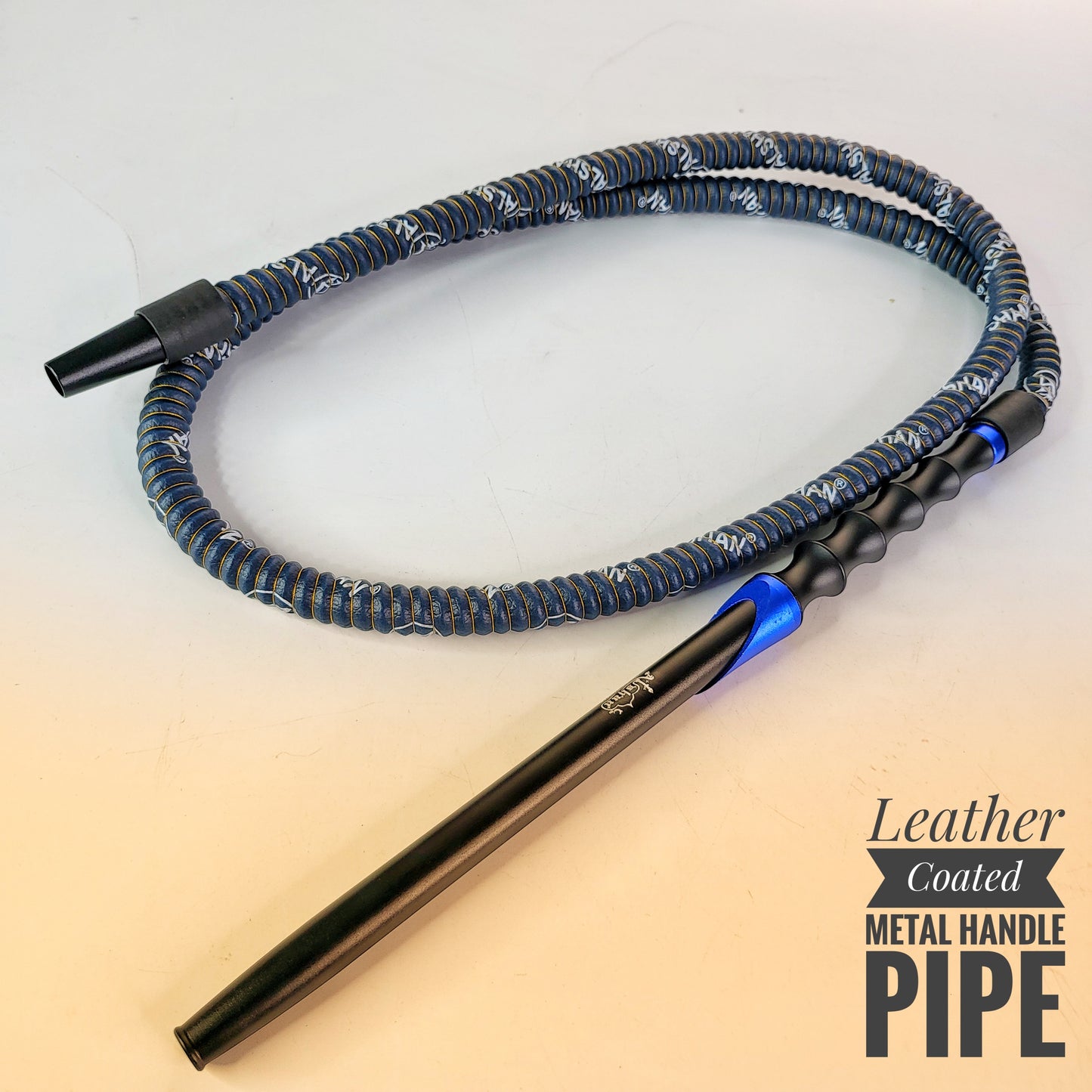 Leather Coated Metal Grip Handle Hookah Pipe