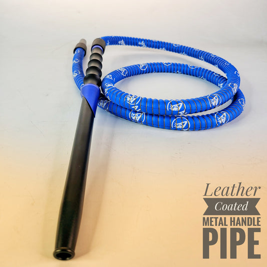 Leather Coated Metal Grip Handle Hookah Pipe