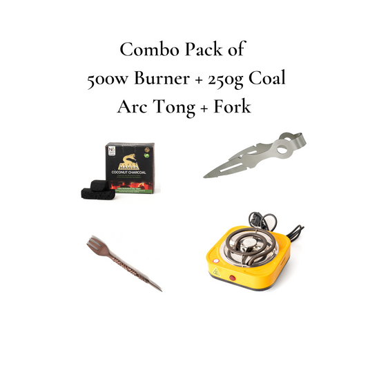 500w Burner + Fork + Marine Tong + 250g Coconut Coal
