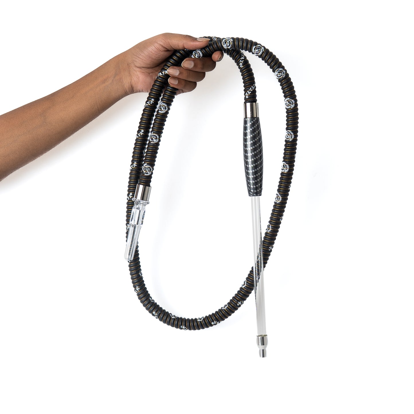 COCOYAYA Acrylic Handle Leather Hookah Pipe - Black