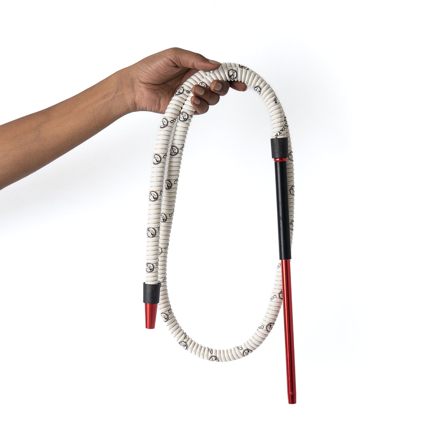 COCOYAYA Small Metal Handle Leather Hookah Pipe - White