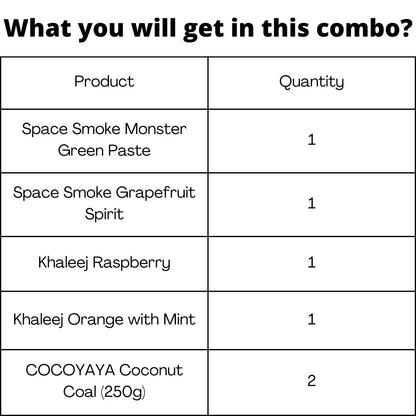 2 Space Smoke Tubes + 2 Khaleej Flavors + 2 Coconut Coal (250g)