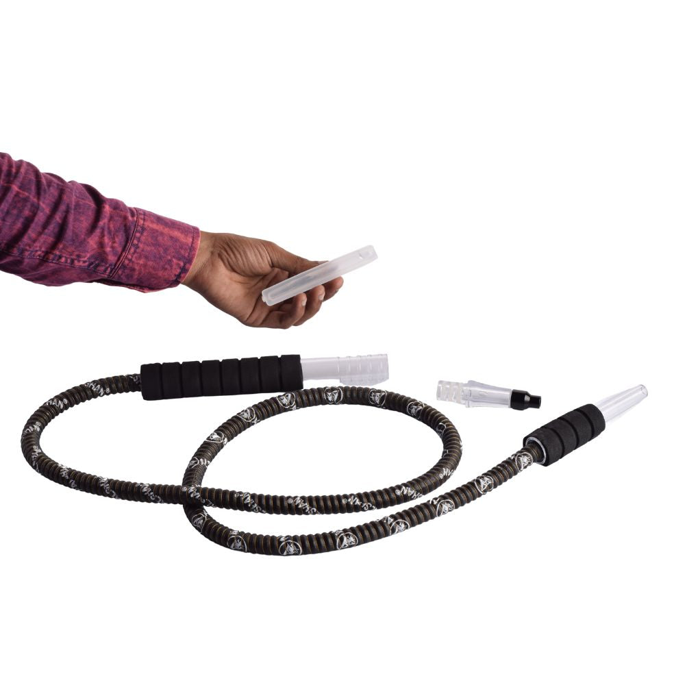 Leather Coated Foam Handle Hookah Ice Pipe - Black