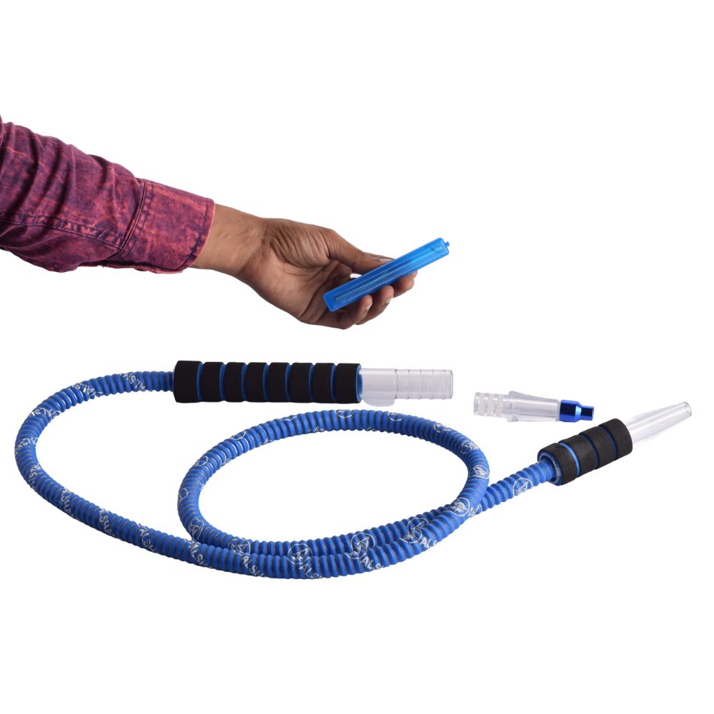 Leather Coated Foam Handle Hookah Ice Pipe - Sky Blue