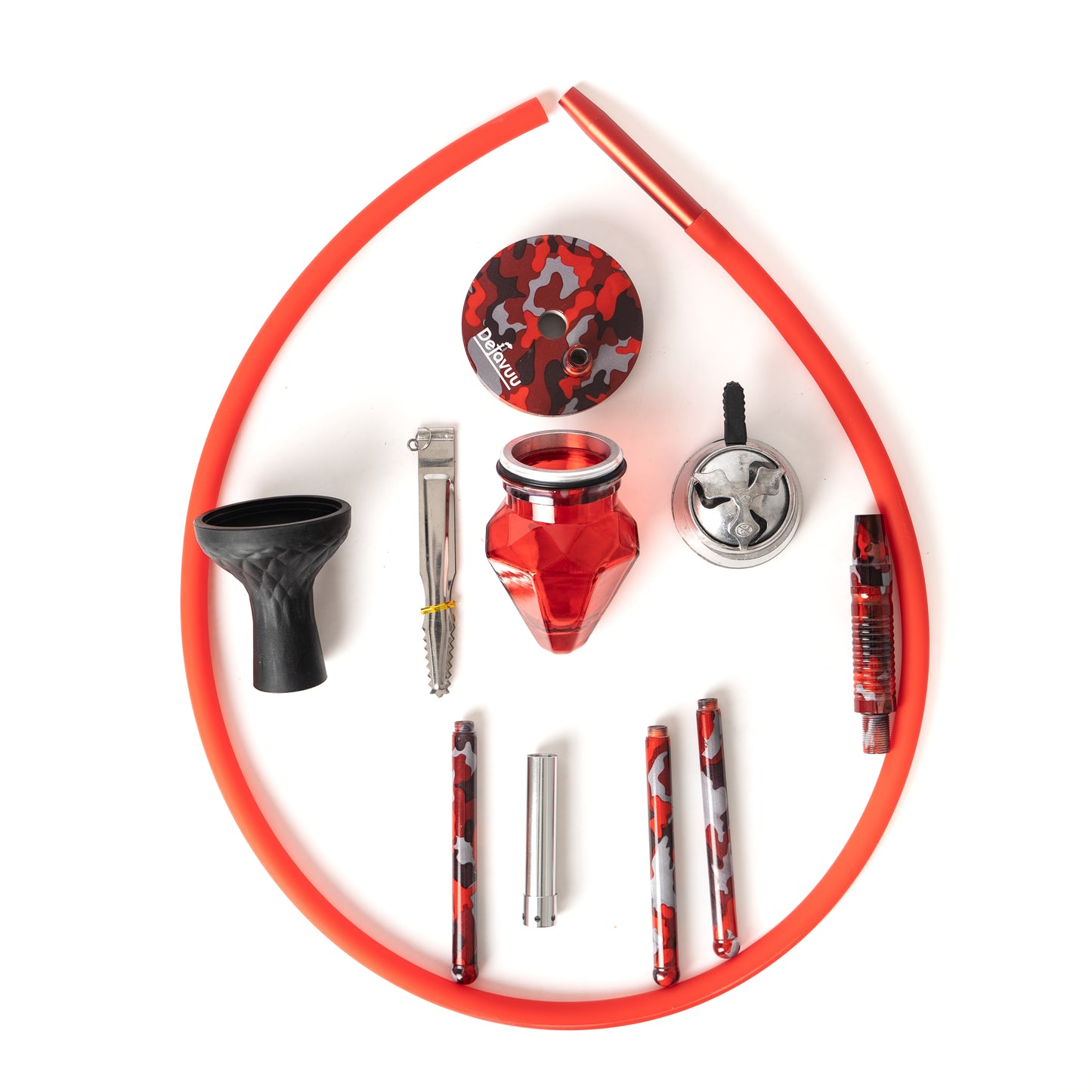 Mini Diamond Octopus Hookah with Bag - Red