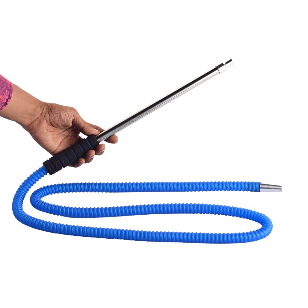 पीवीसी मेटल हैंडल हुक्का पाइप - गहरा नीला