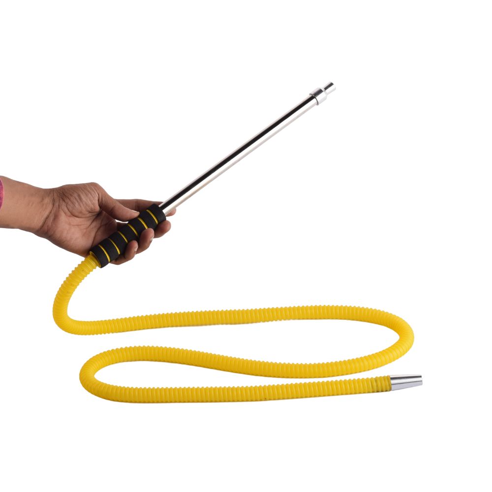 पीवीसी मेटल हैंडल हुक्का पाइप - पीला