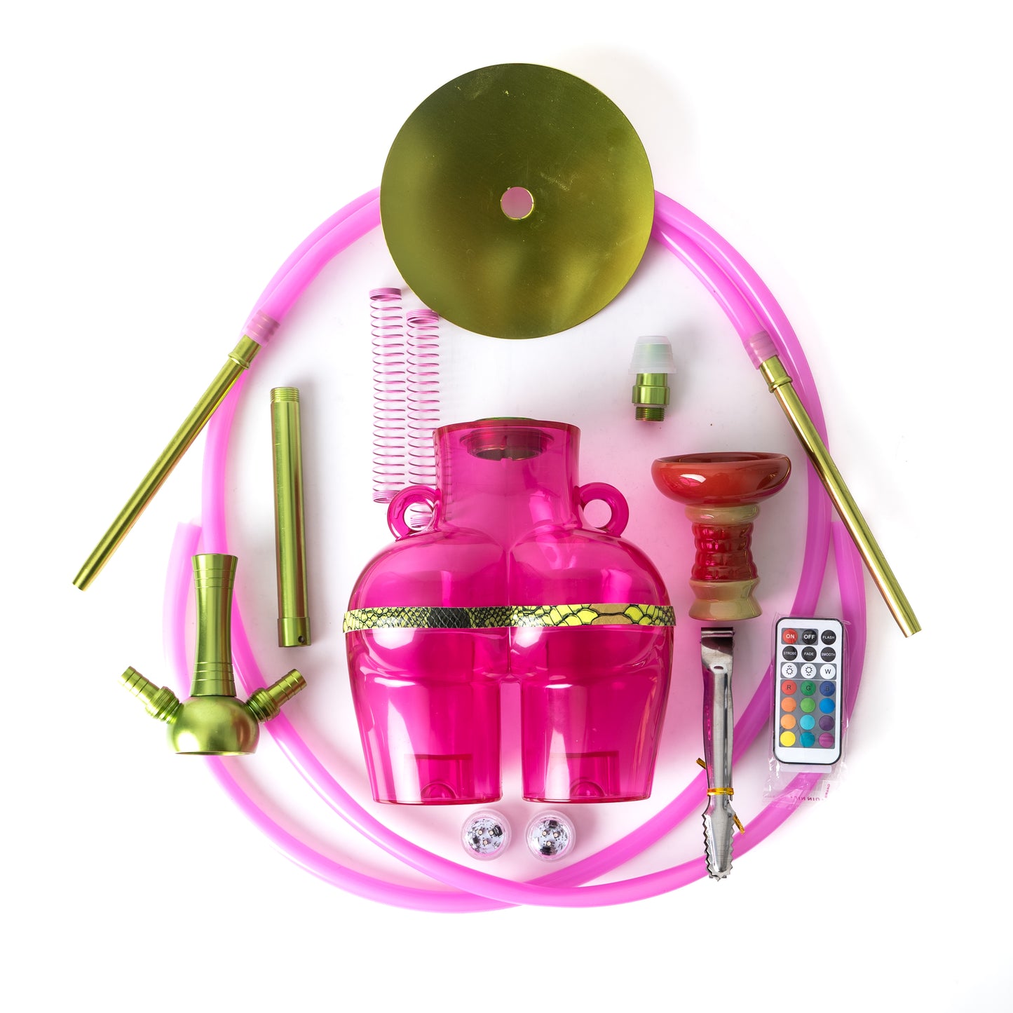 Thugs Hippy Acrylic Hookah - Dual Pipe (Pink)