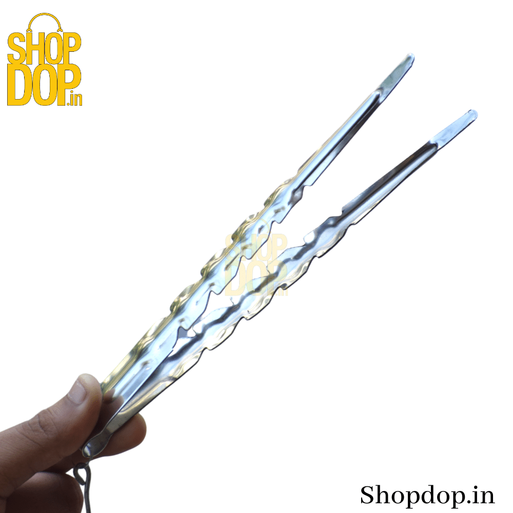 Metallic Cut Design Hookah Steel Tong / Chimti - shopdop.in