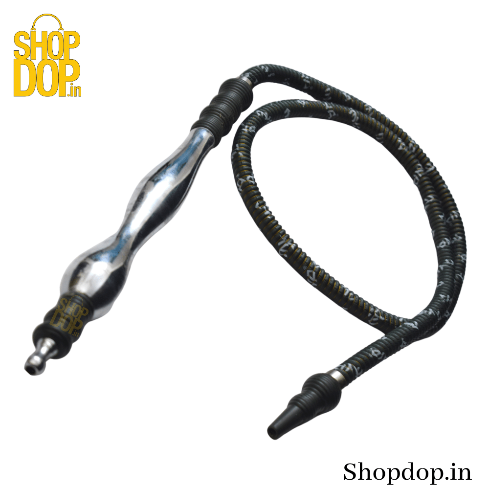 MYA Long Aluminium Handle Original Leather Coated Hookah Pipe / Hose - shopdop.in
