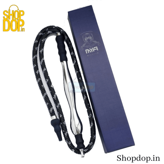 MYA Long Aluminium Handle Original Leather Coated Hookah Pipe / Hose - shopdop.in