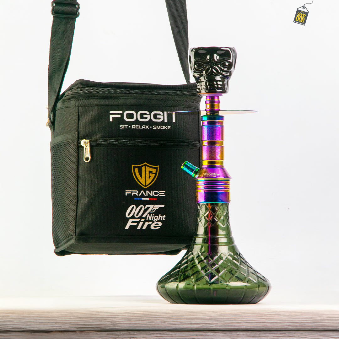 Noddy 007 Night Fire Hookah with Bag - Rainbow Stem / Black Base