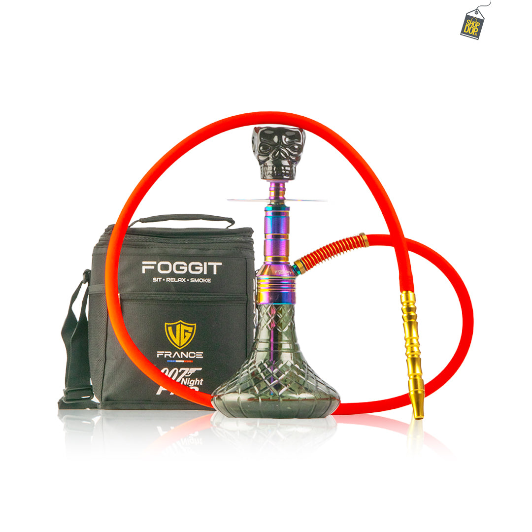 Noddy 007 Night Fire Hookah with Bag - Rainbow Stem / Black Base