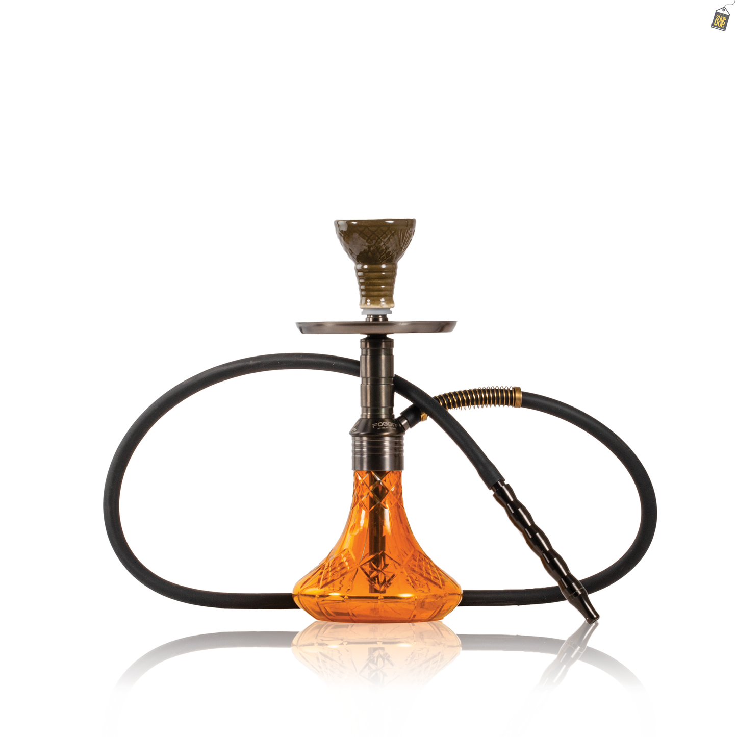 Noddy 007 Night Fire Hookah with Bag - Black Stem / Amber Base