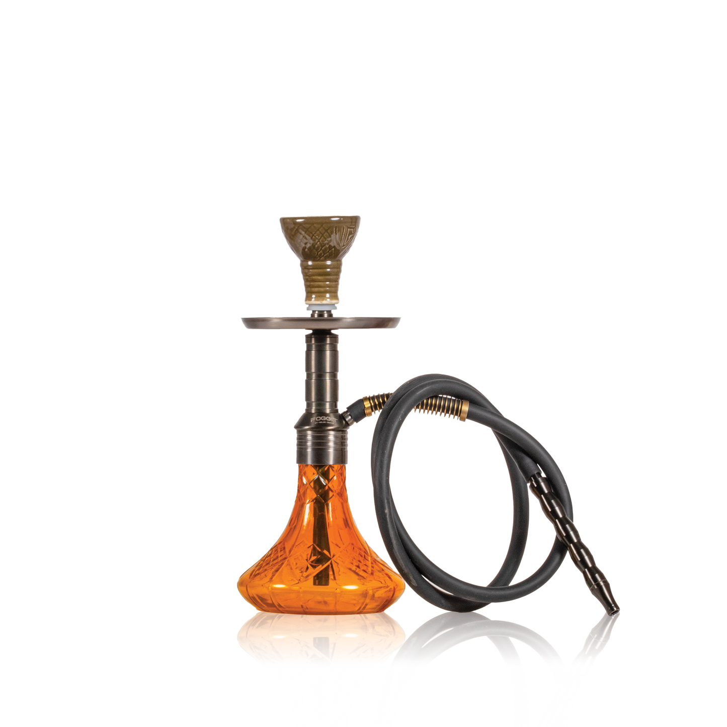 Noddy 007 Night Fire Hookah with Bag - Black Stem / Amber Base