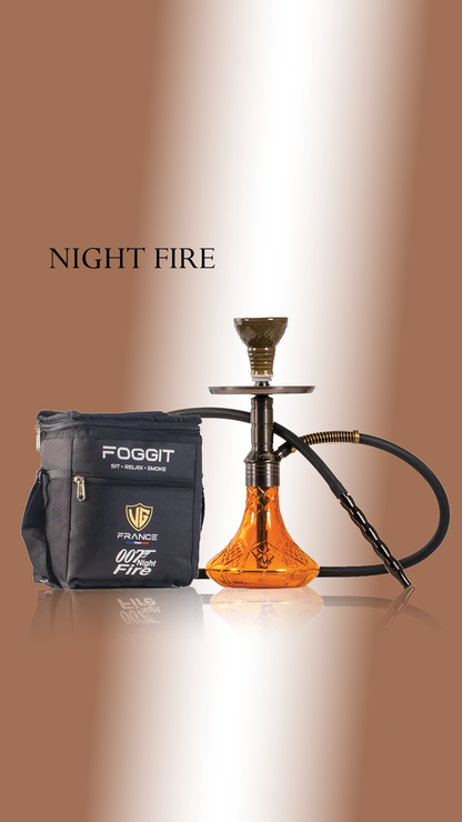 Noddy 007 Night Fire Hookah with Bag - Black Stem / Amber Base